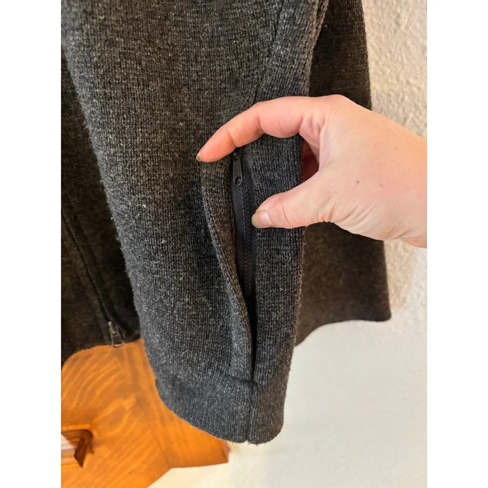 J.Crew vintage lambs wool zip cardigan sweater jacket coat pockets XL gray